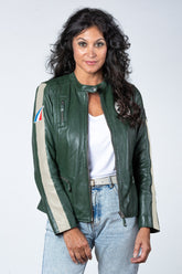 24H Le Mans Amanda green leather jacket for women